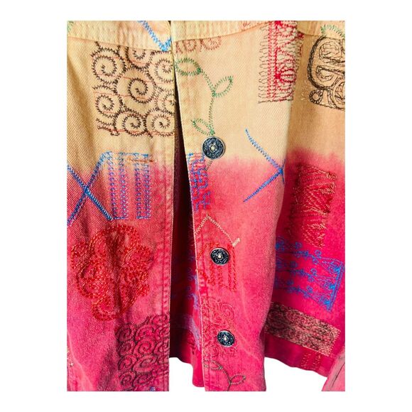 Vintage Coldwater Creek Womens Ombre Embroidery Geometric Button Jacket Small - Picture 3 of 8